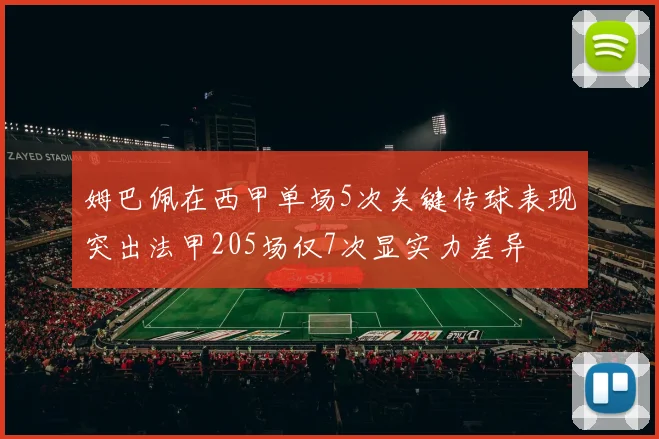姆巴佩在西甲单场5次关键传球表现突出法甲205场仅7次显实力差异